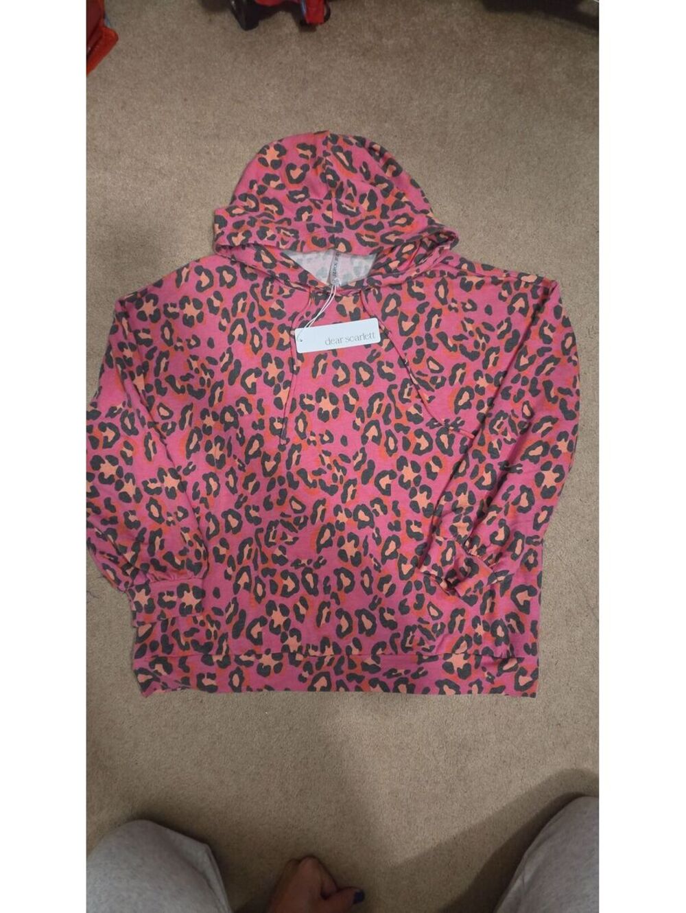 NWT Dear Scarlett Pink Leopard Light Weight Hoodie